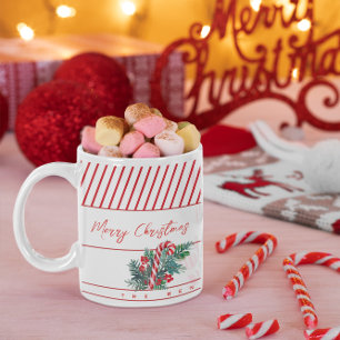 Individuelle Name   Candy Cane & Red Strips Weihna Kaffeetasse