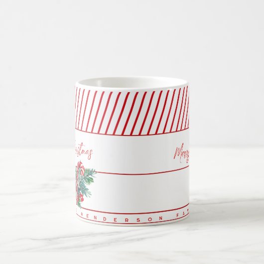 Individuelle Name | Candy Cane & Red Strips Weihna Kaffeetasse (Mittel)