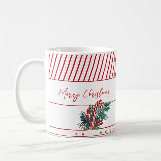 Individuelle Name | Candy Cane & Red Strips Weihna Kaffeetasse (Links)