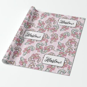 Individuelle Name Candy Cane Weihnachten Geschenkpapier