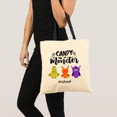 Individuelle Name Candy Monster Trick oder Trete T Tragetasche (Vorderseite (Produkt))