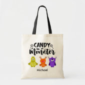 Individuelle Name Candy Monster Trick oder Trete T Tragetasche (Vorne)