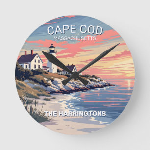 Individuelle Name Cape Cod Massachusetts Runde Wanduhr