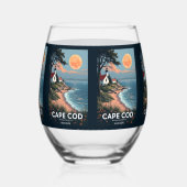 Individuelle Name Cape Cod Massachusetts Weinglas Ohne Stiel (Rechts)