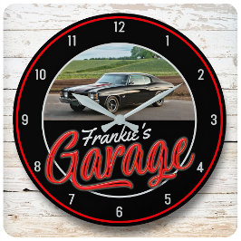 Individuelle Name | CAR Foto Retro Neon Frisierte  Große Wanduhr