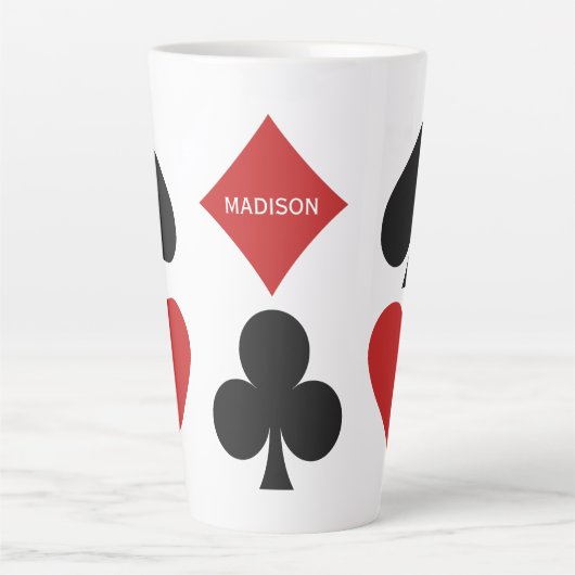 Individuelle Name Card Player Latte Tasse (Vorderseite)