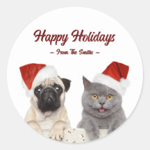 Individuelle Name Cat and Dog Frohe Weihnachtsfeie