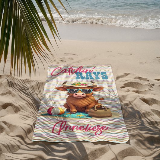 Individuelle Name "Catchin' Rays" Niedliche Urlaub Strandtuch