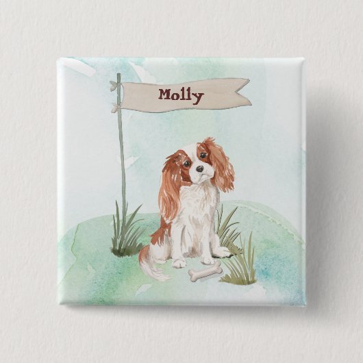 Individuelle Name Cavalier King Charles Spaniel Pe Button (Vorderseite)