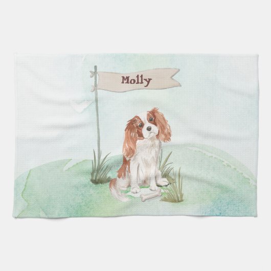 Individuelle Name Cavalier King Charles Spaniel Pe Geschirrtuch (Horizontal)