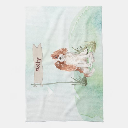 Individuelle Name Cavalier King Charles Spaniel Pe Geschirrtuch (Vertikal)