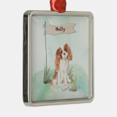 Individuelle Name Cavalier King Charles Spaniel Pe Ornament Aus Metall (Rechts)