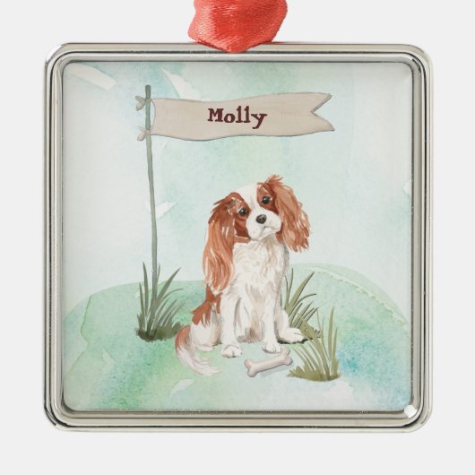 Individuelle Name Cavalier King Charles Spaniel Pe Ornament Aus Metall (Vorne)