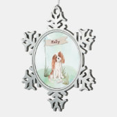 Individuelle Name Cavalier King Charles Spaniel Pe Schneeflocken Zinn-Ornament (Rechts)