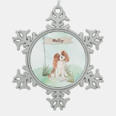 Individuelle Name Cavalier King Charles Spaniel Pe Schneeflocken Zinn-Ornament (Vorderseite)