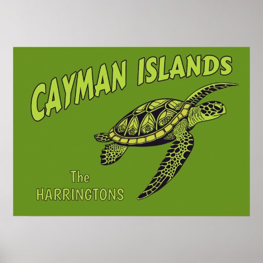 Individuelle Name Cayman Islands Sea Turtle Poster (Vorne)