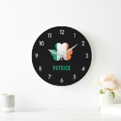 Individuelle Name Celtic Ireland Kleeblatt Irish F Große Wanduhr (Zuhause)