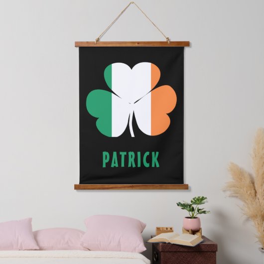 Individuelle Name Celtic Ireland Kleeblatt Irish F Wandteppich Mit Holzrahmen (Schlafzimmer)