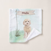 Individuelle Name Champagne Cockapoo Haustier Hund Badhandtuch Set (Waschlappen)