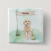 Individuelle Name Champagne Cockapoo Haustier Hund Button (Vorderseite)