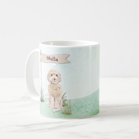 Individuelle Name Champagne Cockapoo Haustier Hund Kaffeetasse (Vorderseite Links)