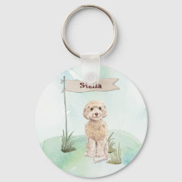 Individuelle Name Champagne Cockapoo Haustier Hund Schlüsselanhänger