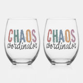 Individuelle Name Chaos Koordinator Manager Superv Weinglas Ohne Stiel (Vorderseite)
