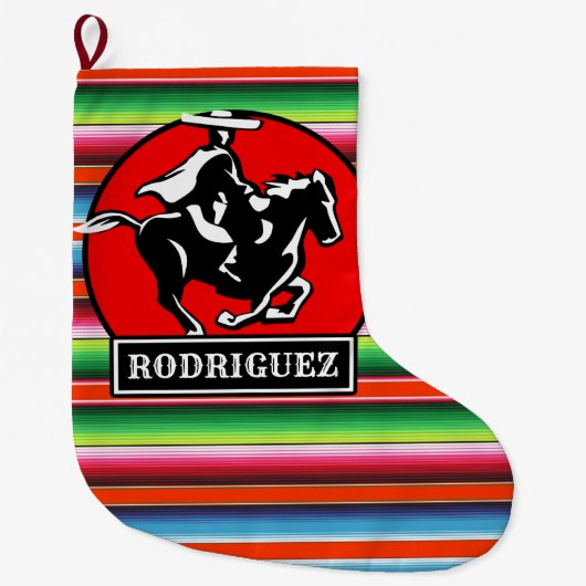 Individuelle Name Charro Horse Spanisch Mexikanisc Großer Weihnachtsstrumpf (Vorderseite)