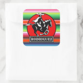 Individuelle Name Charro Horse Spanisch Mexikanisc Quadratischer Aufkleber (Tasche)