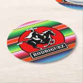 Individuelle Name Charro Horse Spanisch Mexikanisc Runder Pappuntersetzer (Angewinkelt)