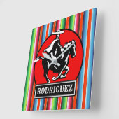 Individuelle Name Charro Spanisches Fiesta Mexican Quadratische Wanduhr (Winkel)