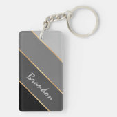 Individuelle Name Chic Black Dark Medium Gray Stre Schlüsselanhänger (Rückseite)