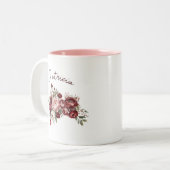 Individuelle Name Chic Burgundy Blume Zweifarbige Tasse (Vorderseite Links)