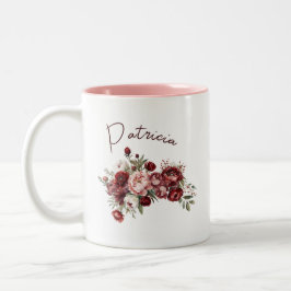 Individuelle Name Chic Burgundy Blume Zweifarbige Tasse