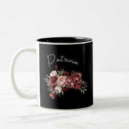 Individuelle Name Chic Burgundy Blume Zweifarbige Tasse