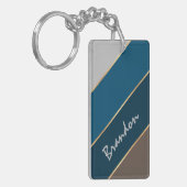 Individuelle Name Chic Dark Brown Aquamarin Blue G Schlüsselanhänger (Vorderseite links)
