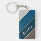 Individuelle Name Chic Dark Brown Aquamarin Blue G Schlüsselanhänger (Vorderseite)