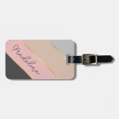Individuelle Name Chic Gray Soft Coral Blush Pink  Gepäckanhänger (Vorderseite horizontal)