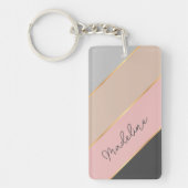 Individuelle Name Chic Gray Soft Coral Blush Pink Schlüsselanhänger (Vorderseite)