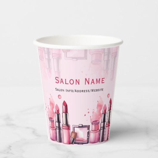 Individuelle Name Chic Salon Posh Kosmetik Pappbecher (Vorderseite)