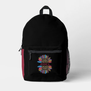 Individuelle Name Chic Sunflower Leopard Gefärbte  Bedruckter Rucksack