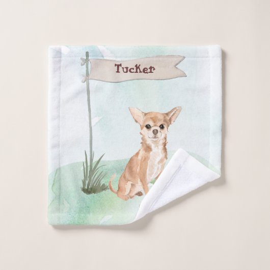 Individuelle Name Chihuahua Pet Dog Badhandtuch Set (Waschlappen)