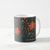 Individuelle Name Christmas Red Green Berries Poin Kaffeetasse (VorderseiteRechts)