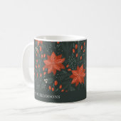 Individuelle Name Christmas Red Green Berries Poin Kaffeetasse (Vorderseite Links)