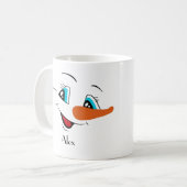Individuelle Name Christmas Snowman Face Kaffeetasse (Vorderseite Links)