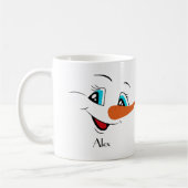 Individuelle Name Christmas Snowman Face Kaffeetasse (Links)