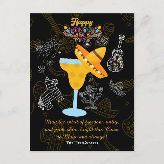 Individuelle Name Cinco de Mayo Fiesta Postkarte (Vorderseite)