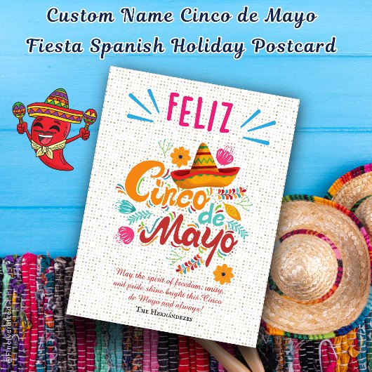 Individuelle Name Cinco de Mayo Fiesta Postkarte