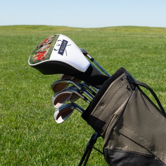 Individuelle Name Clubs und Ball Navy Blue Foto Golf Headcover (In SItu)