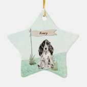 Individuelle Name Cocker Spanisch Haustier Hund Keramik Ornament (Hinten)